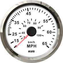 Speedometer Gauges 85mm Speedometer 0-65mph White Faceplate 316 Stainless Steel Bezel for The Boat Yacht Marine